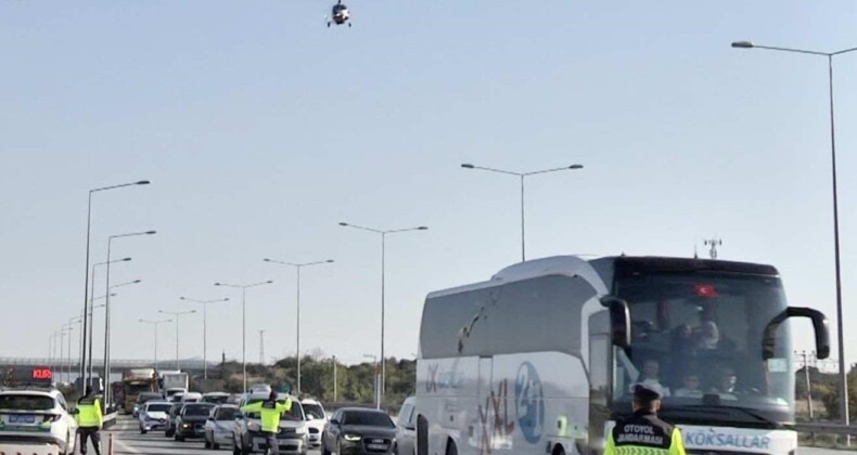 Otoyolda ’cayrokopter’le denetim: 20 araca cezai işlem uygulandı, 3 aranan şahıs yakalandı